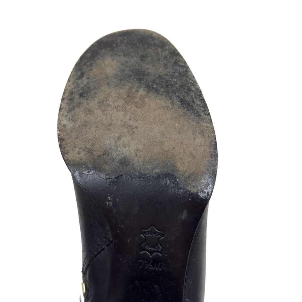 Tory Burch Blaire Simone Knee High Riding Boots Black Leather Side Zip 7.5M - Picture 9 of 13
